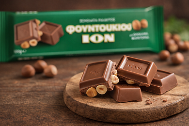 Шоколад молочный с цельным лесным орехом, ION 100г