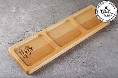 Менажница Джела деревянная прямоугольная 3 секции "Сырный Сомелье"