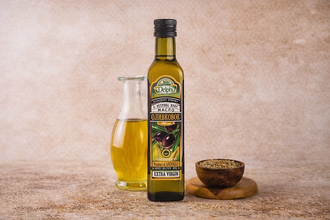 Масло оливковое нераф.высшего качества Extra virgin Delphi 250мл