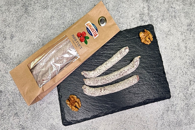Колбаски с брусникой Mini Fuet с/в AMGUSTIA 60г