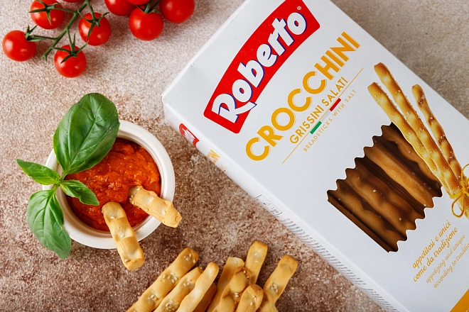 Палочки хлебные Гриссини Кроккини соленые «Roberto» 250г
