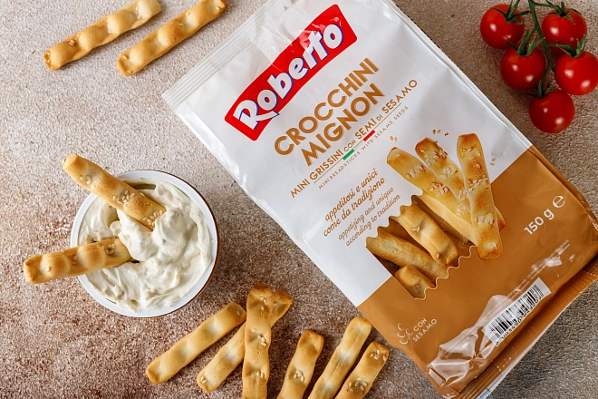 Палочки Хлебные Гриссини Кроккини миньон с кунжутом «Roberto» 150г