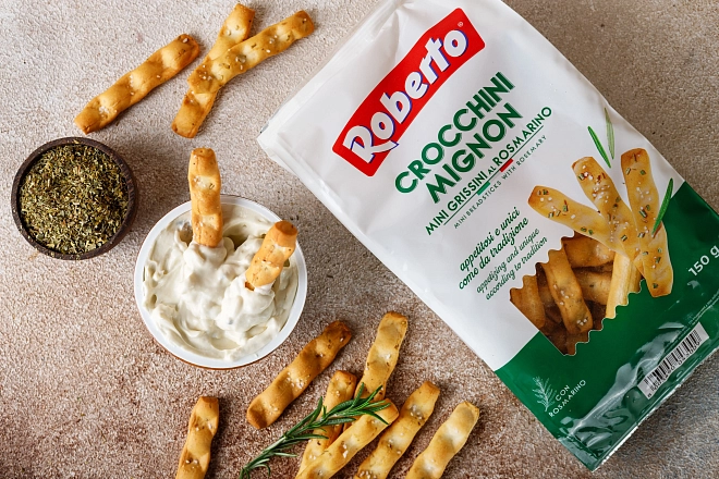 Палочки Хлебные Гриссини Кроккини миньон с розмарином «Roberto» 150г